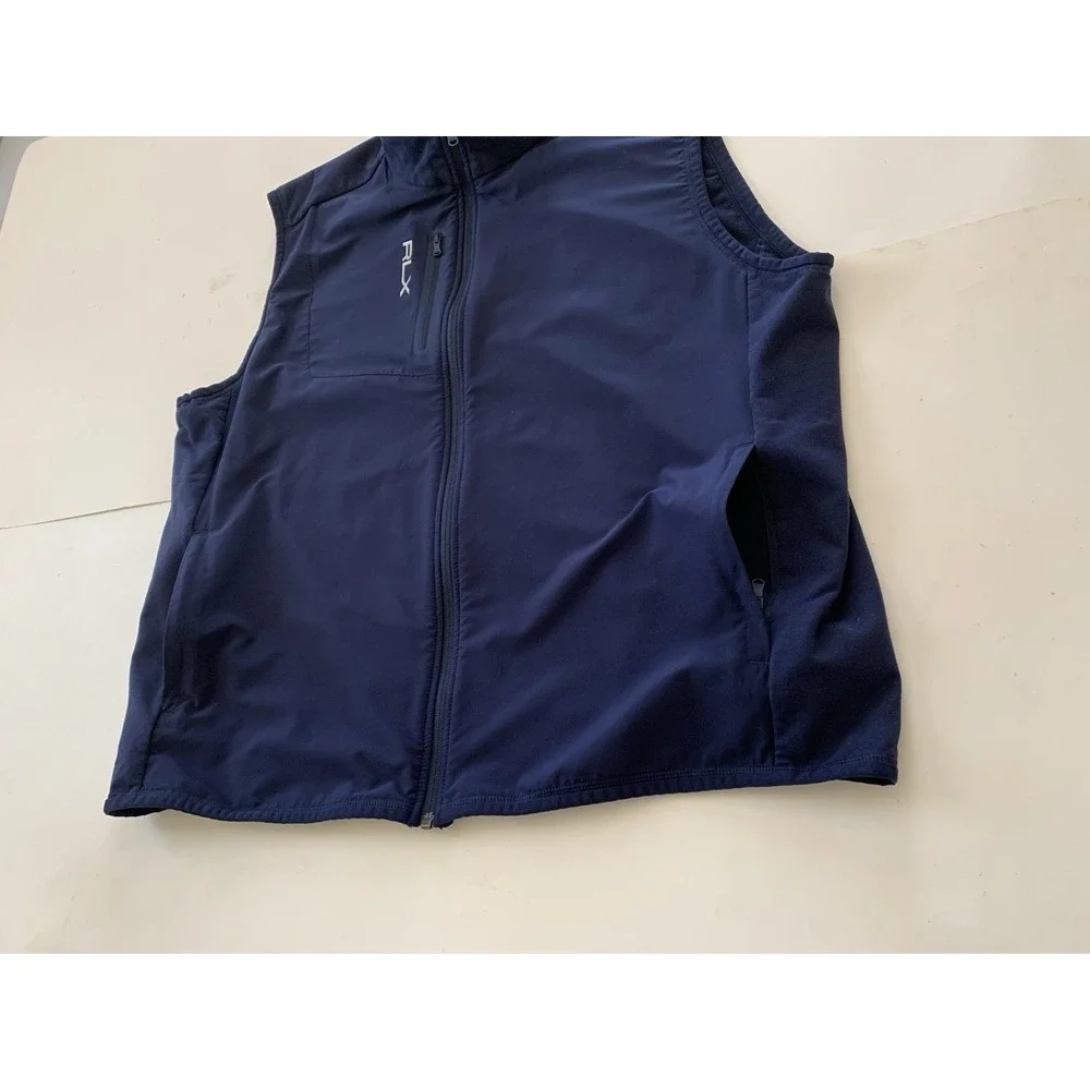 RLX Ralph Lauren Full Zip Vest Men's XXL Navy Lightweight Pockets Golf Casual